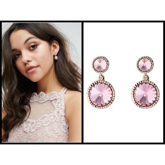 💕TED BAKER LONDON💕 Ronda Rivoli Crystal Earrings ~ Pale Pink NWT - Picture 2 of 8